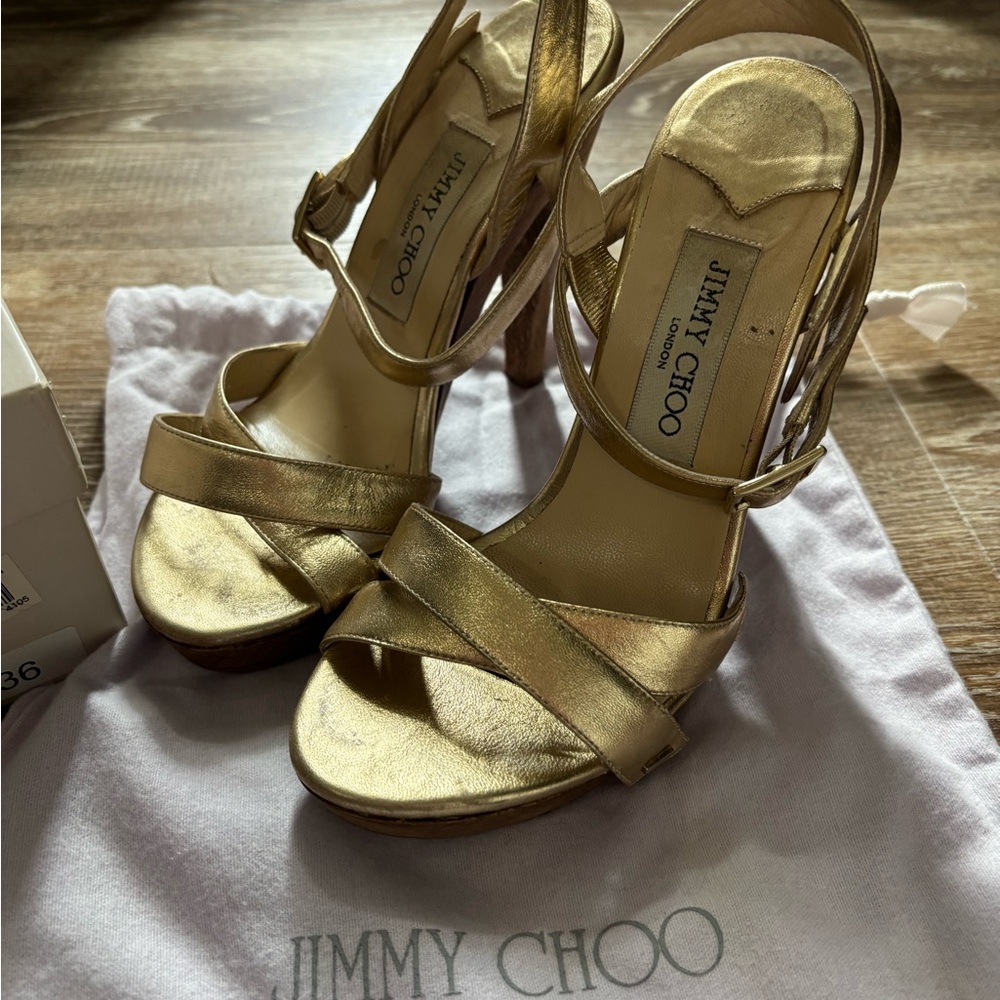 Jimmy Choo Metallic Gold Heels
